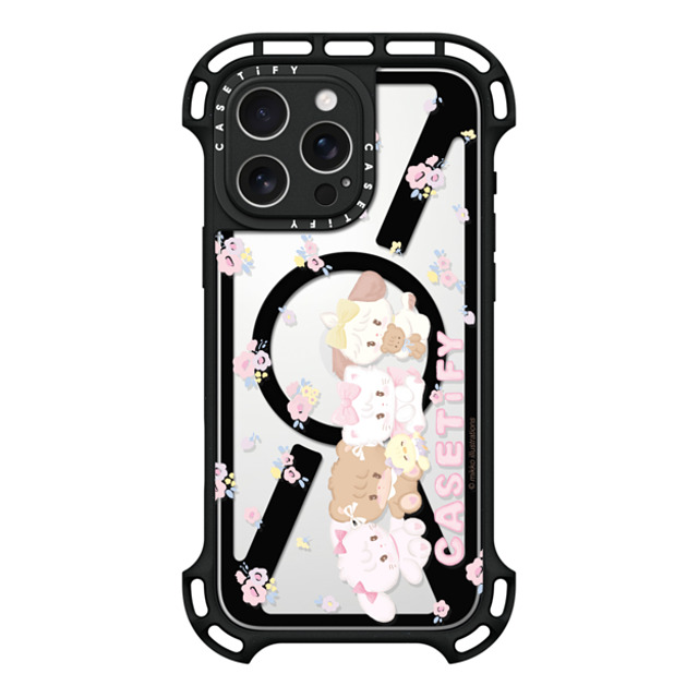 mikko illustrations x CASETiFY iPhone 16 Pro Max ケース ブラック ウルトラ バウンスケース MagSafe対応 花