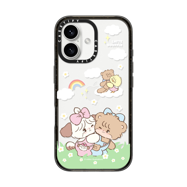 mikko illustrations x CASETiFY iPhone 16 ケース Dog,Bear ブラック インパクトケース souffle & latte Mother's Day mikko illustrations x CASETiFY iPhone 16 ケース Dog,Bear ブラック インパクトケース souffle & latte Mother's Day