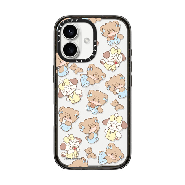 mikko illustrations x CASETiFY iPhone 16 ケース ブラック インパクトケース souffle & latte pattern