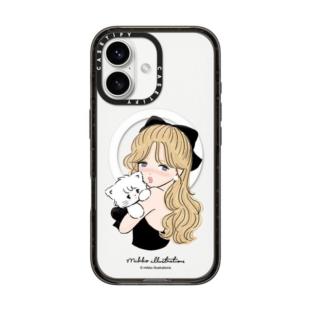 mikko illustrations x CASETiFY iPhone 16 ケース ブラック インパクトケース MagSafe対応 girl & mousse (black)