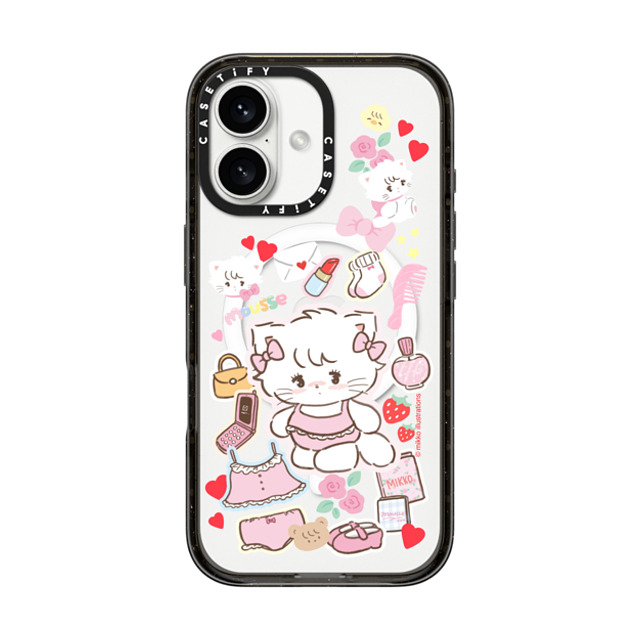 mikko illustrations x CASETiFY iPhone 16 ケース Sticker,Cat ブラック インパクトケース MagSafe対応 mousse Father's Day mikko illustrations x CASETiFY iPhone 16 ケース Sticker,Cat ブラック インパクトケース MagSafe対応 mousse Father's Day