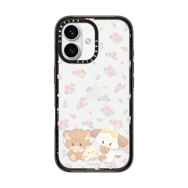 mikko illustrations x CASETiFY iPhone 16 ケース ブラック インパクトケース latte & souffle flower