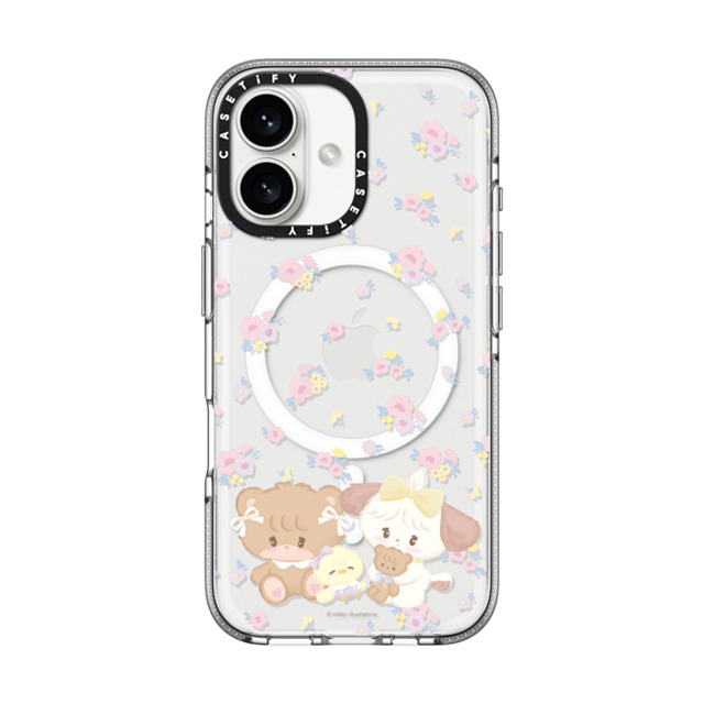 mikko illustrations x CASETiFY iPhone 16 ケース クリア クリア ケース MagSafe対応 latte & souffle flower
