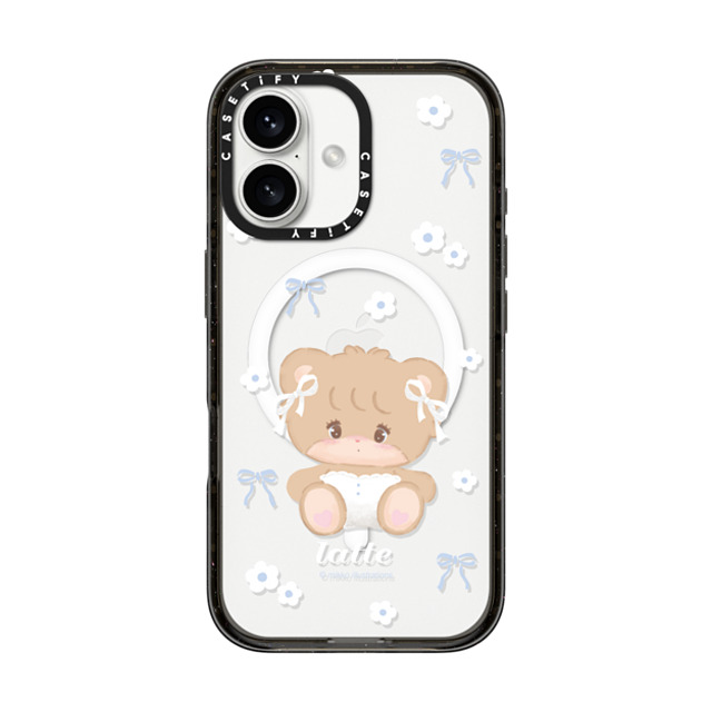 mikko illustrations x CASETiFY iPhone 16 ケース ブラック インパクトケース MagSafe対応 latte ribbon