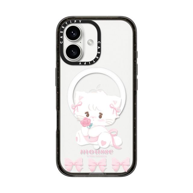 mikko illustrations x CASETiFY iPhone 16 ケース ブラック インパクトケース MagSafe対応 mousse ribbon