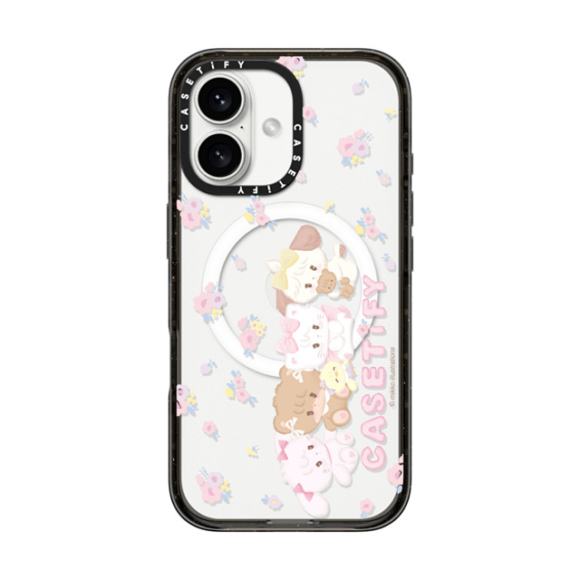 mikko illustrations x CASETiFY iPhone 16 ケース ブラック インパクトケース MagSafe対応 花