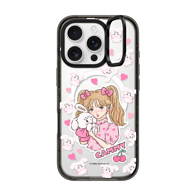 mikko illustrations x CASETiFY iPhone 16 Pro ケース Bunny,Animal ブラック インパクトリングスタンドケース MagSafe対応 cammy & girl Father's Day mikko illustrations x CASETiFY iPhone 16 Pro ケース Bunny,Animal ブラック インパクトリングスタンドケース MagSafe対応 cammy & girl Father's Day