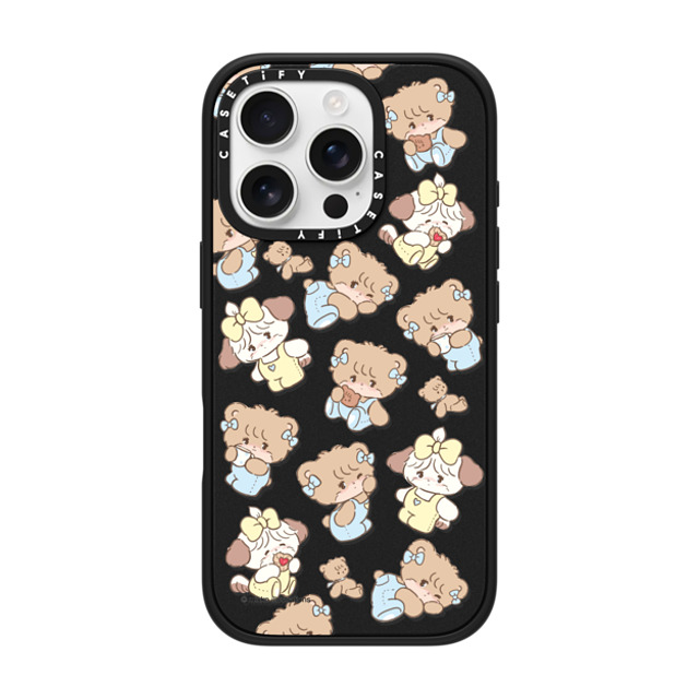 mikko illustrations x CASETiFY iPhone 16 Pro ケース マットブラック インパクトケース MagSafe対応 souffle & latte pattern