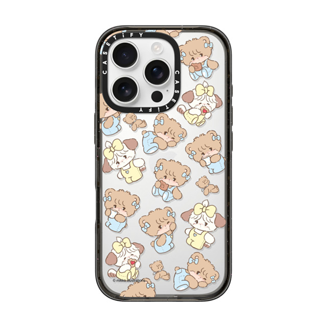 mikko illustrations x CASETiFY iPhone 16 Pro ケース ブラック インパクトケース souffle & latte pattern