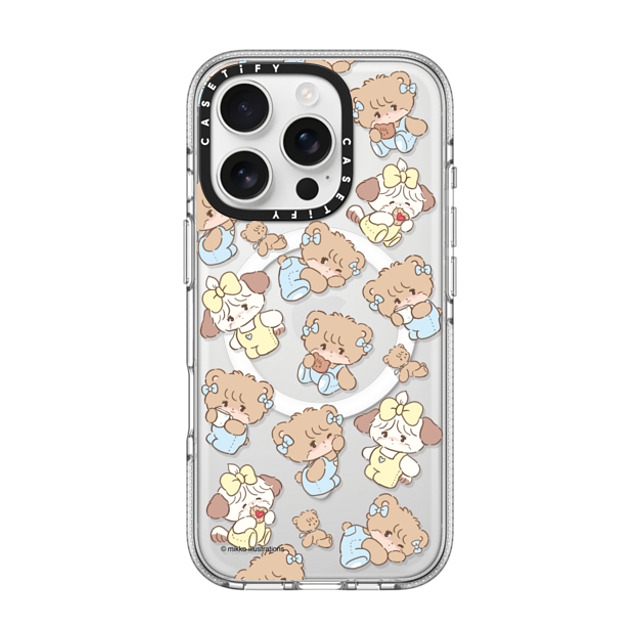 mikko illustrations x CASETiFY iPhone 16 Pro ケース クリア クリア ケース MagSafe対応 souffle & latte pattern