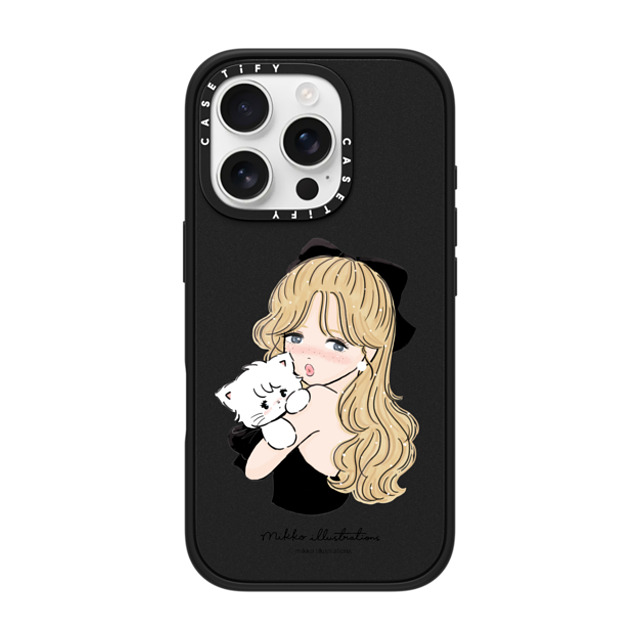 mikko illustrations x CASETiFY iPhone 16 Pro ケース マットブラック インパクトケース MagSafe対応 girl & mousse (black)