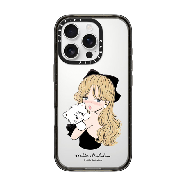 mikko illustrations x CASETiFY iPhone 16 Pro ケース ブラック インパクトケース girl & mousse (black)