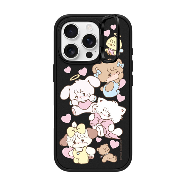 mikko illustrations x CASETiFY iPhone 16 Pro ケース マットブラック インパクトリングスタンドケース MagSafe対応 mikko characters