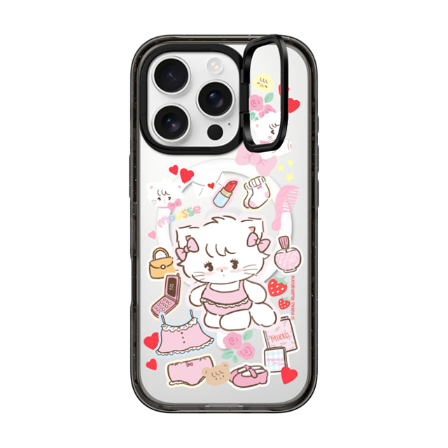mikko illustrations x CASETiFY iPhone 16 Pro ケース Sticker,Cat ブラック インパクトリングスタンドケース MagSafe対応 mousse Father's Day mikko illustrations x CASETiFY iPhone 16 Pro ケース Sticker,Cat ブラック インパクトリングスタンドケース MagSafe対応 mousse Father's Day