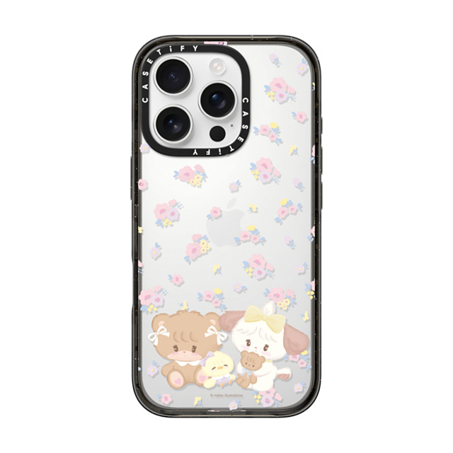 mikko illustrations x CASETiFY iPhone 16 Pro ケース ブラック インパクトケース latte & souffle flower