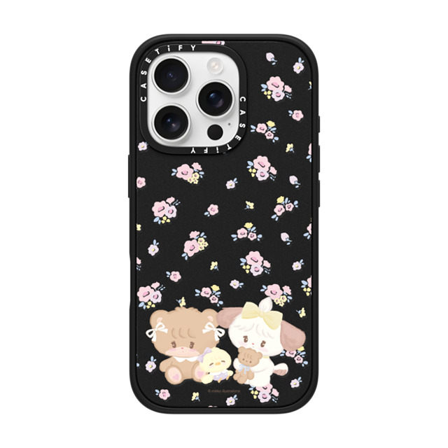 mikko illustrations x CASETiFY iPhone 16 Pro ケース マットブラック インパクトケース latte & souffle flower