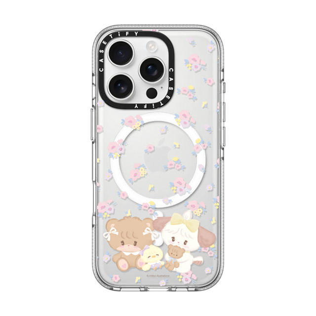 mikko illustrations x CASETiFY iPhone 16 Pro ケース クリア クリア ケース MagSafe対応 latte & souffle flower