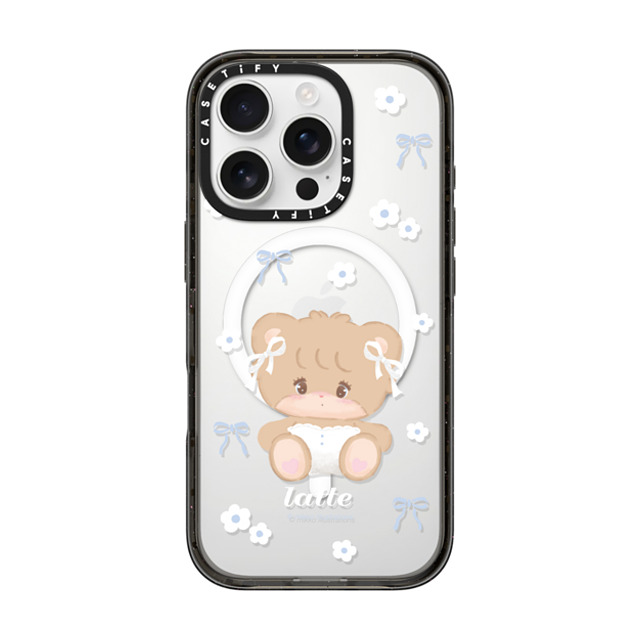 mikko illustrations x CASETiFY iPhone 16 Pro ケース ブラック インパクトケース MagSafe対応 latte ribbon
