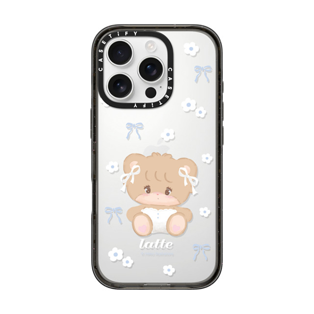 mikko illustrations x CASETiFY iPhone 16 Pro ケース ブラック インパクトケース latte ribbon