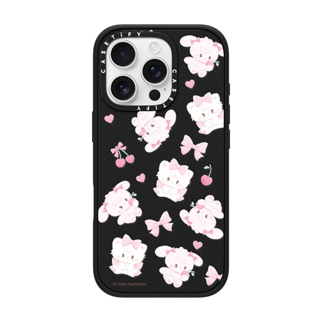 mikko illustrations x CASETiFY iPhone 16 Pro ケース マットブラック インパクトケース MagSafe対応 mousse & cammy cherry