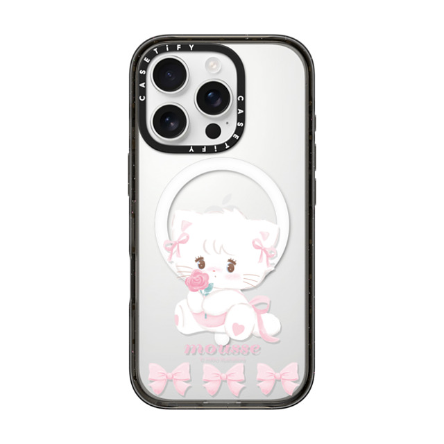 mikko illustrations x CASETiFY iPhone 16 Pro ケース ブラック インパクトケース MagSafe対応 mousse ribbon