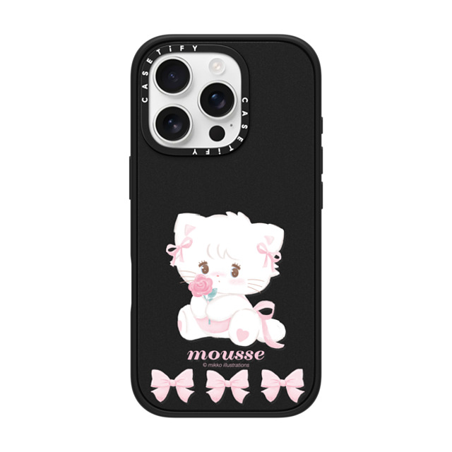 mikko illustrations x CASETiFY iPhone 16 Pro ケース マットブラック インパクトケース MagSafe対応 mousse ribbon