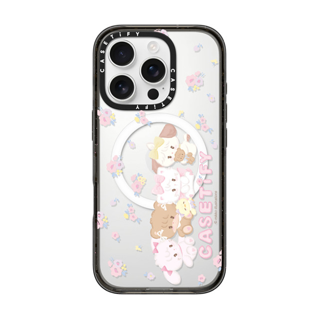 mikko illustrations x CASETiFY iPhone 16 Pro ケース ブラック インパクトケース MagSafe対応 花