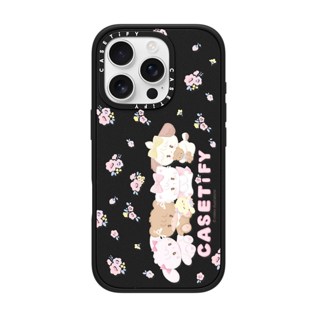 mikko illustrations x CASETiFY iPhone 16 Pro ケース マットブラック インパクトケース MagSafe対応 花