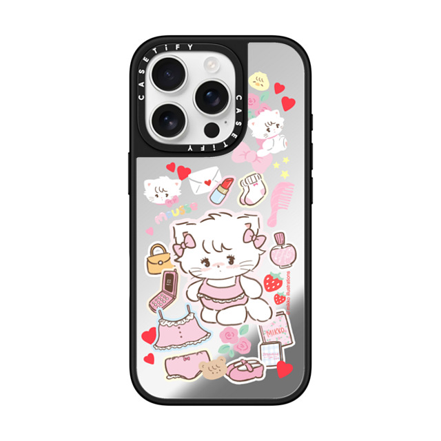 mikko illustrations x CASETiFY iPhone 16 Pro ケース Sticker,Cat Silver on Black ミラーケース MagSafe対応 mousse Back to School mikko illustrations x CASETiFY iPhone 16 Pro ケース Sticker,Cat Silver on Black ミラーケース MagSafe対応 mousse Back to School