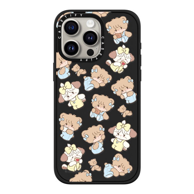 mikko illustrations x CASETiFY iPhone 15 Pro Max ケース マットブラック インパクトケース MagSafe対応 souffle & latte pattern