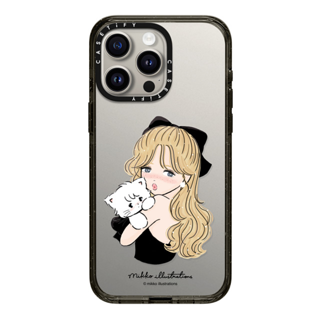 mikko illustrations x CASETiFY iPhone 15 Pro Max ケース ブラック インパクトケース girl & mousse (black)