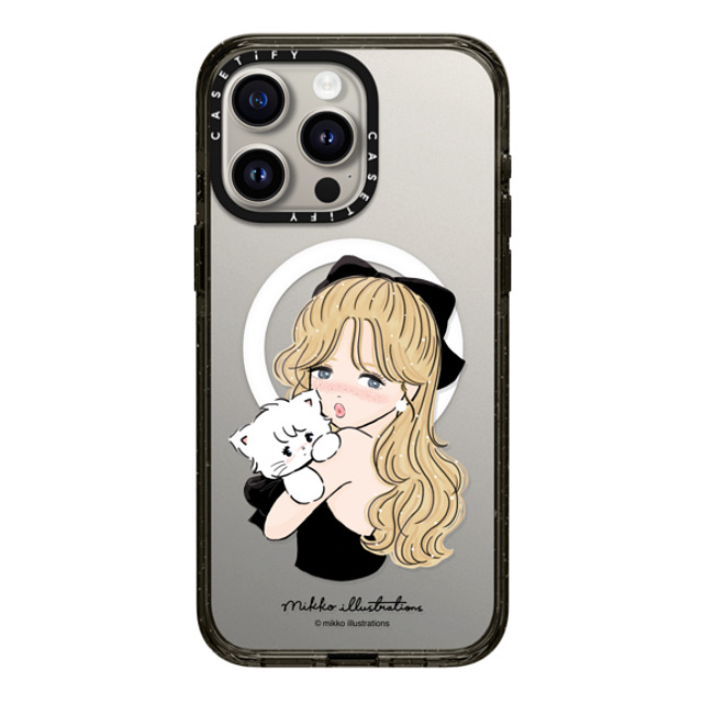 mikko illustrations x CASETiFY iPhone 15 Pro Max ケース ブラック インパクトケース MagSafe対応 girl & mousse (black)