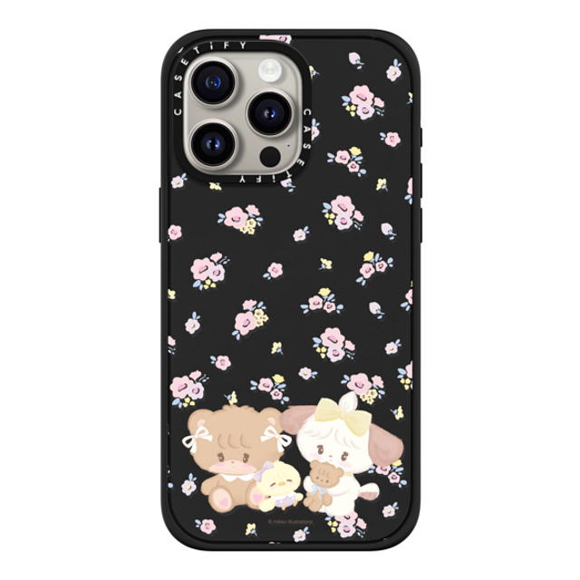 mikko illustrations x CASETiFY iPhone 15 Pro Max ケース マットブラック インパクトケース MagSafe対応 latte & souffle flower