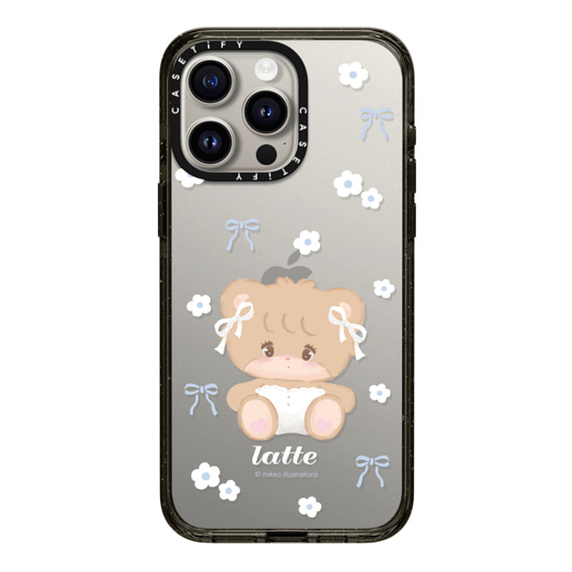 mikko illustrations x CASETiFY iPhone 15 Pro Max ケース ブラック インパクトケース latte ribbon