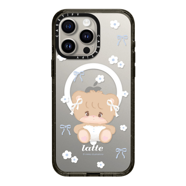 mikko illustrations x CASETiFY iPhone 15 Pro Max ケース ブラック インパクトケース MagSafe対応 latte ribbon