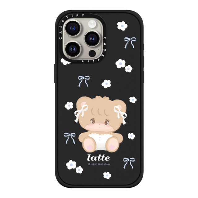 mikko illustrations x CASETiFY iPhone 15 Pro Max ケース マットブラック インパクトケース MagSafe対応 latte ribbon