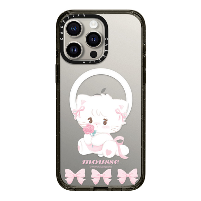 mikko illustrations x CASETiFY iPhone 15 Pro Max ケース ブラック インパクトケース MagSafe対応 mousse ribbon