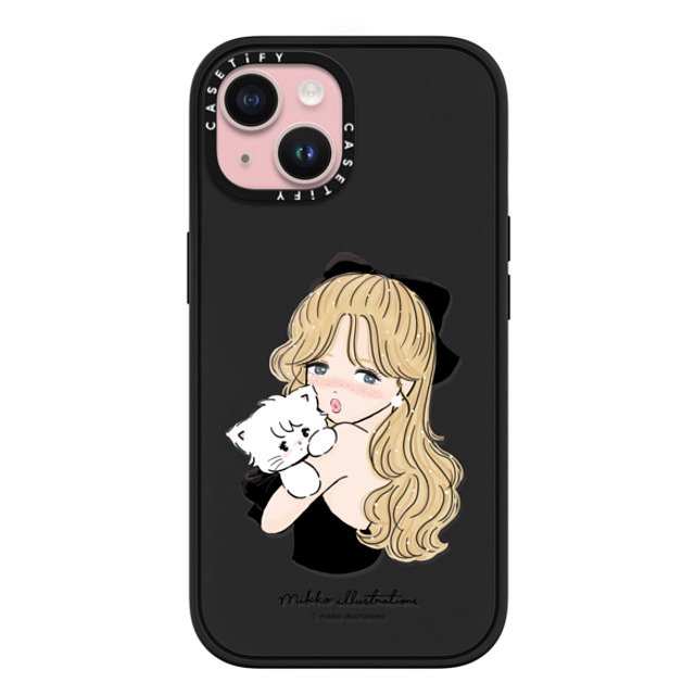 mikko illustrations x CASETiFY iPhone 15 ケース マットブラック インパクトケース MagSafe対応 girl & mousse (black)