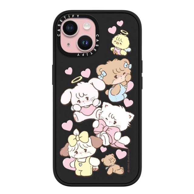 mikko illustrations x CASETiFY iPhone 15 ケース マットブラック インパクトケース MagSafe対応 mikko characters