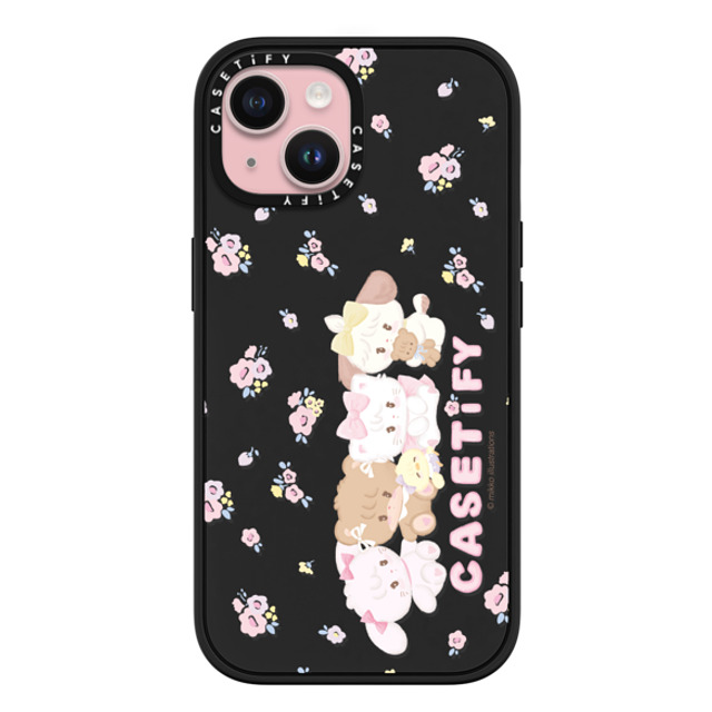 mikko illustrations x CASETiFY iPhone 15 ケース マットブラック インパクトケース MagSafe対応 花