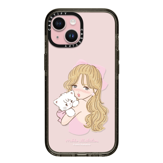 mikko illustrations x CASETiFY iPhone 15 ケース Cat,Animal ブラック インパクトケース girl & mousse (pink) Mother's Day mikko illustrations x CASETiFY iPhone 15 ケース Cat,Animal ブラック インパクトケース girl & mousse (pink) Mother's Day