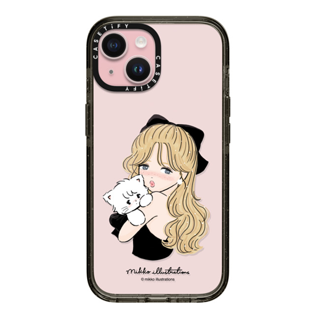 mikko illustrations x CASETiFY iPhone 15 ケース ブラック インパクトケース girl & mousse (black)