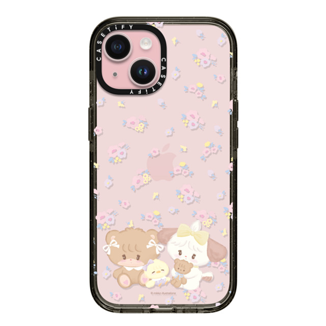 mikko illustrations x CASETiFY iPhone 15 ケース ブラック インパクトケース latte & souffle flower