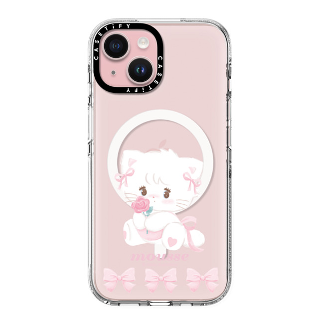 mikko illustrations x CASETiFY iPhone 15 ケース クリア クリア ケース MagSafe対応 mousse ribbon