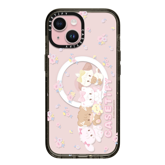 mikko illustrations x CASETiFY iPhone 15 ケース ブラック インパクトケース MagSafe対応 花