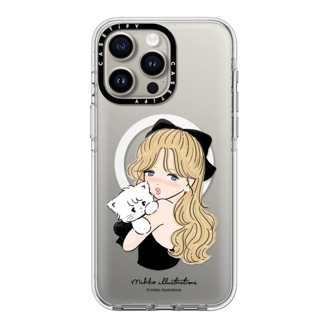 mikko illustrations x CASETiFY iPhone 15 Pro Max ケース クリア クリア ケース MagSafe対応 girl & mousse (black)