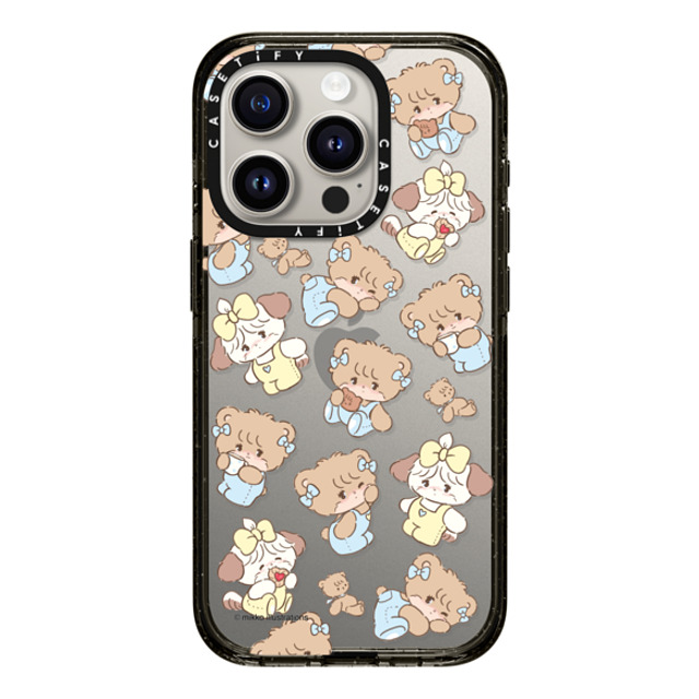 mikko illustrations x CASETiFY iPhone 15 Pro ケース ブラック インパクトケース souffle & latte pattern