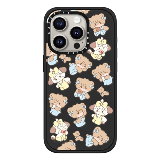 mikko illustrations x CASETiFY iPhone 15 Pro ケース マットブラック インパクトケース MagSafe対応 souffle & latte pattern