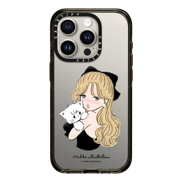 mikko illustrations x CASETiFY iPhone 15 Pro ケース ブラック インパクトケース girl & mousse (black)