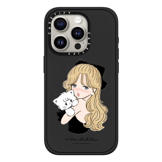 mikko illustrations x CASETiFY iPhone 15 Pro ケース マットブラック インパクトケース MagSafe対応 girl & mousse (black)